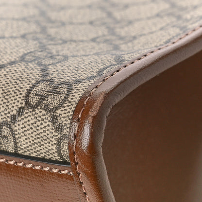Gucci GG Supreme Monogram Azalea Calfskin Medium Retro Interlocking G Tote Bag Beige Ebony Brown Sugar 9 of 9