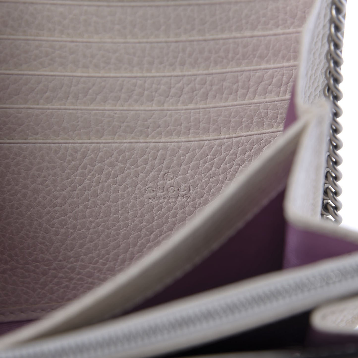 Dollar Calfskin Mini Dionysus Chain Wallet Mystic White