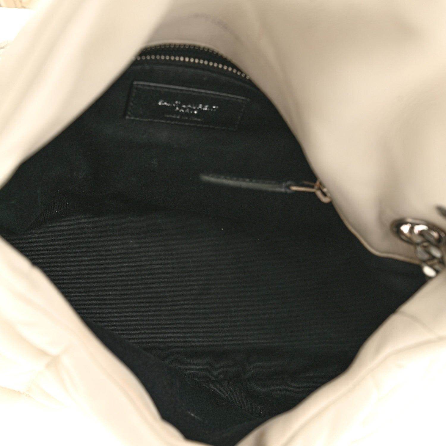 Saint Laurent Lambskin Quilted Small Loulou Puffer Monogram Chain Satchel Blanc Vintage 6 of 16