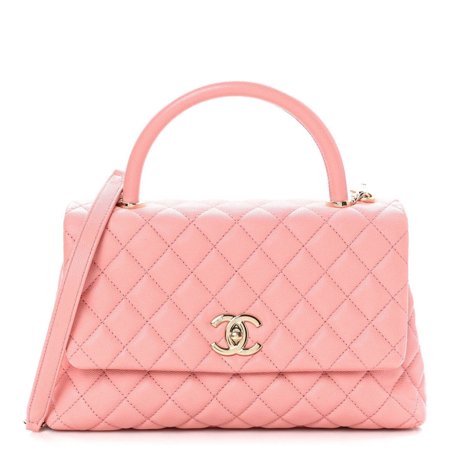Caviar Quilted Small Coco Handle Flap Pink