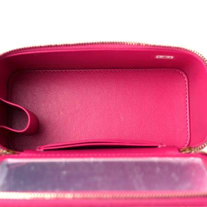 Chanel Lambskin Resin Quilted Vanity Case With Chain Fuchsia 4 of 8