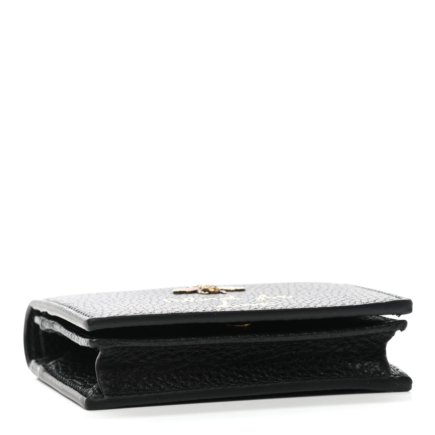 Pebbled Calfskin Animalier Card Case Black