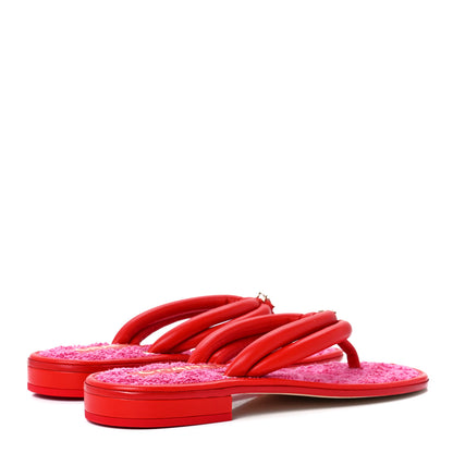 Chanel Lambskin Terry Cloth CC Thong Sandals 37.5 Pink 4 of 7