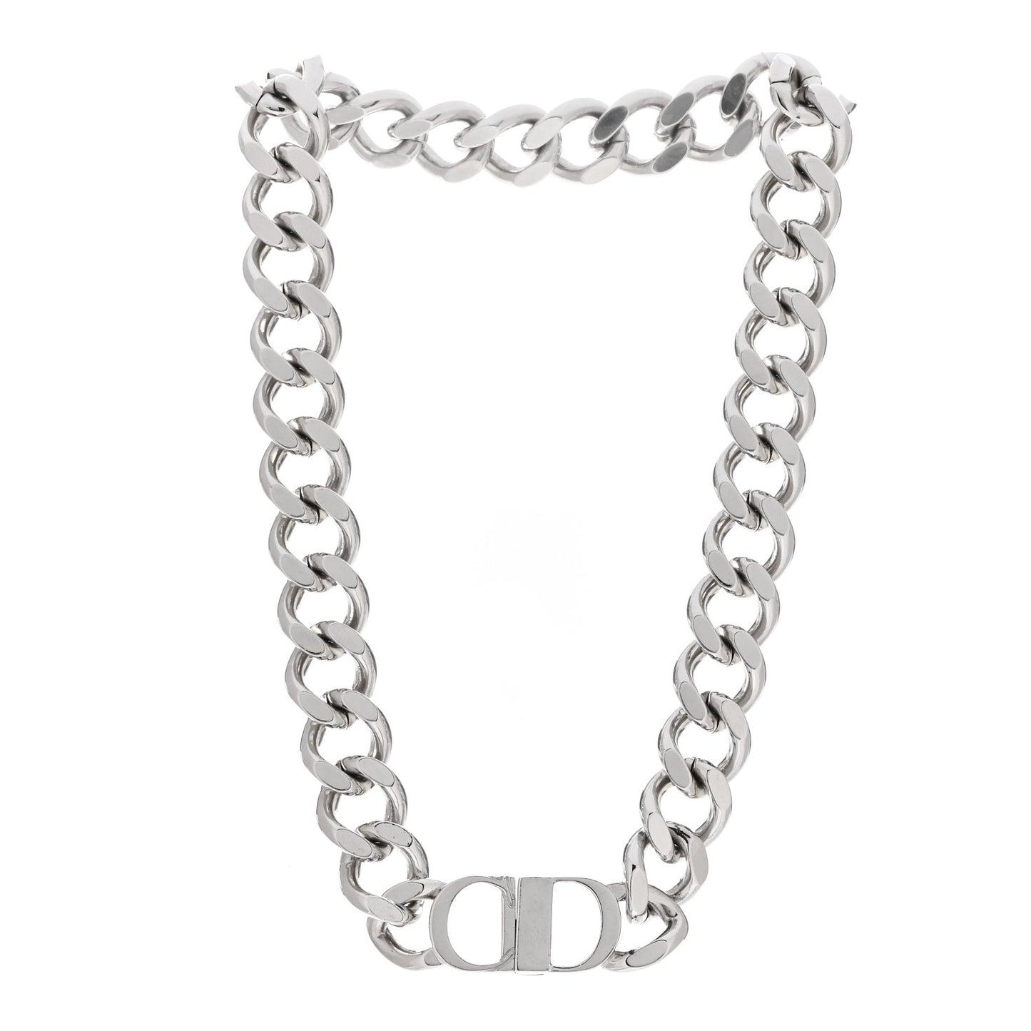 Brass CD Icon Chain Link Necklace Silver