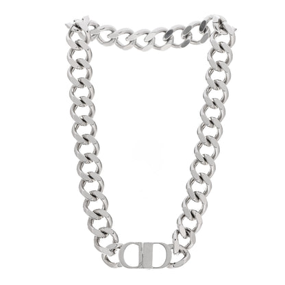 Christian Dior Brass CD Icon Chain Link Necklace Silver 3 of 4