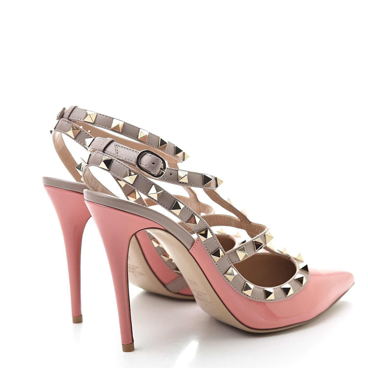 Valentino Garavani Patent Rockstud Ankle Strap Pumps 40.5 Tropical Sunrise Poudre 4 of 10