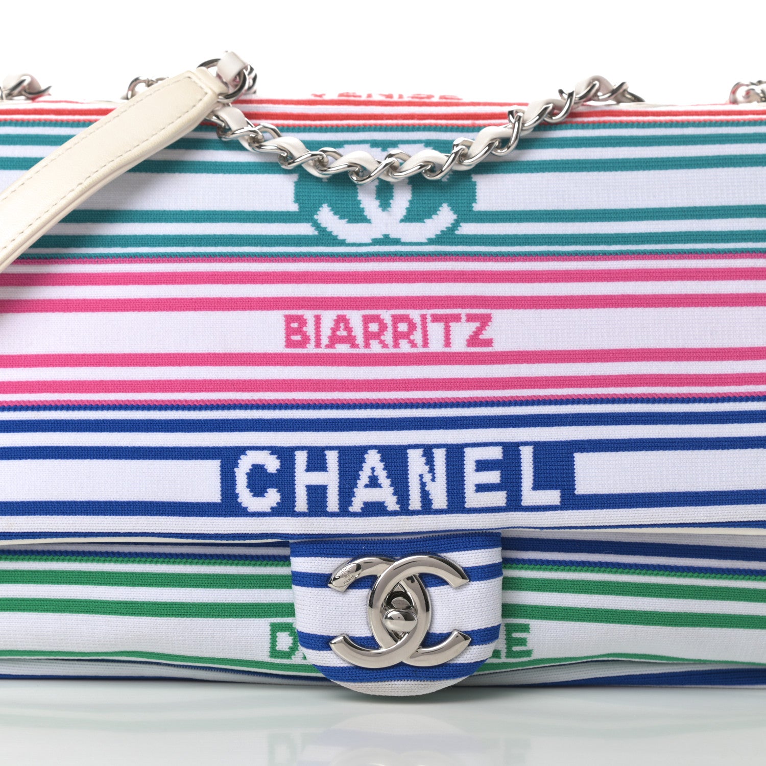 Chanel Mixed Fibers Lambskin Venise Biarritz Flap Bag Multicolor White 8 of 13