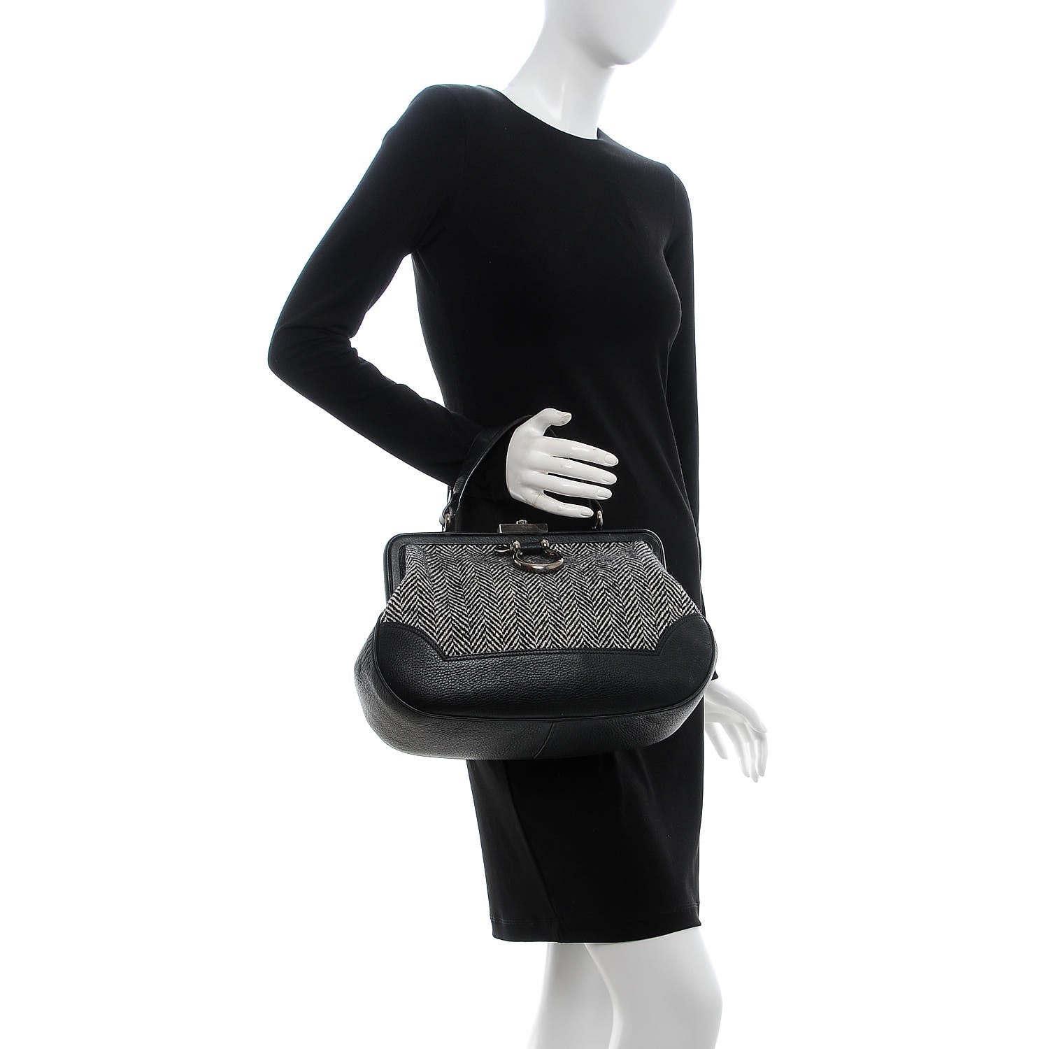 Burberry Tweed Frame Handbag Black 2 of 12