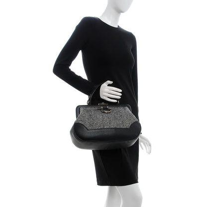 Burberry Tweed Frame Handbag Black 2 of 12