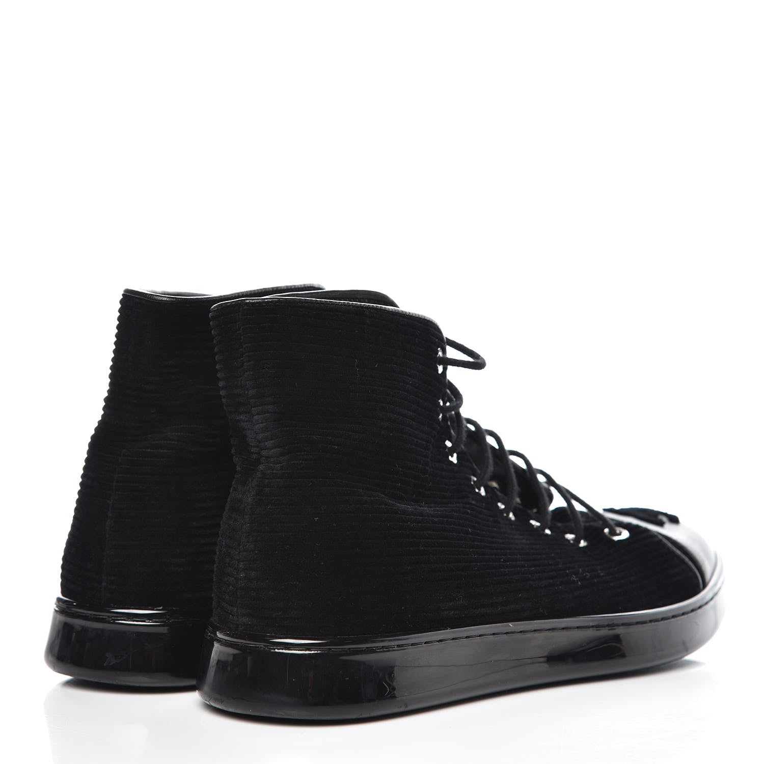 Chanel Corduroy Lambskin High Top Sneakers 36.5 Black 4 of 12