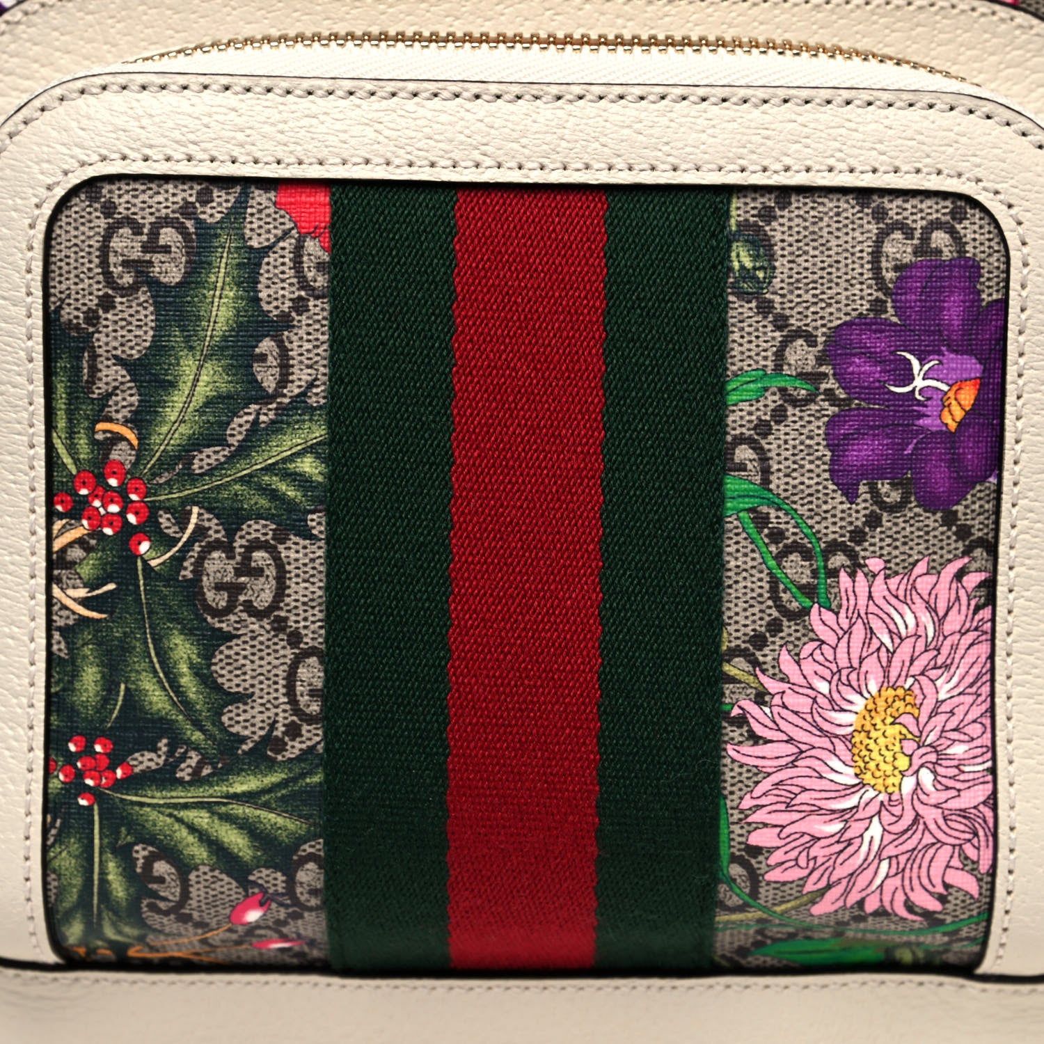 Gucci GG Supreme Monogram Flora Web Small Ophidia Day Backpack White 10 of 10