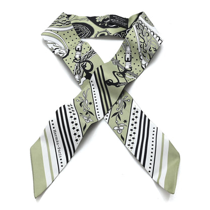 Hermes Silk Festival Des Amazones Twilly Pistachio Black White 1 of 3