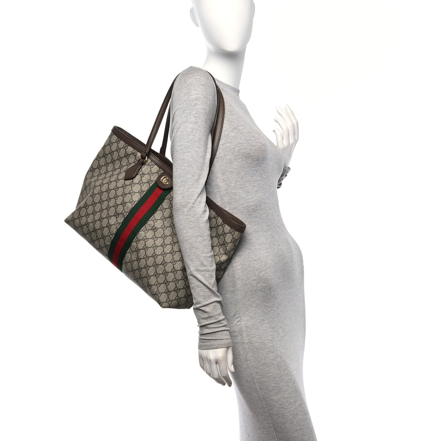 GG Supreme Monogram Medium Ophidia Shopping Tote Brown