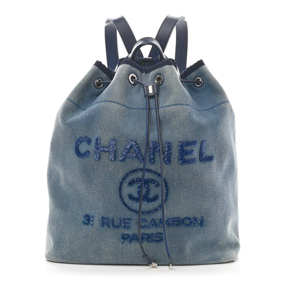 Chanel Canvas Sequin Large Deauville Backpack Blue 1 of 10