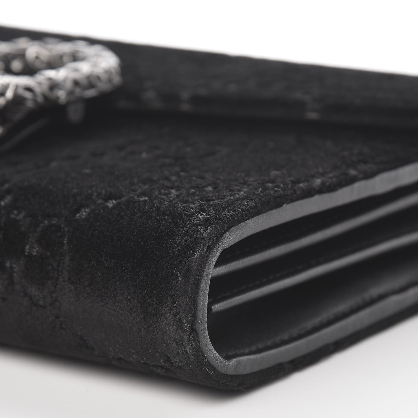 Velvet GG Monogram Mini Dionysus Chain Wallet Black