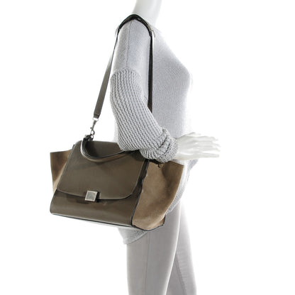 Celine Drummed Calfskin Suede Medium Trapeze Souris 2 of 8