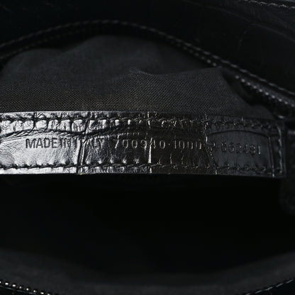 Balenciaga Semi Shiny Calfskin Crocodile Embossed Monochrome Neo Cagole Handbag XS Black 8 of 10