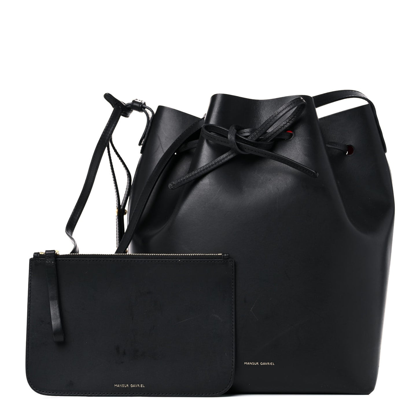 Vegetable Tanned Calfskin Bucket Bag Black Flamma