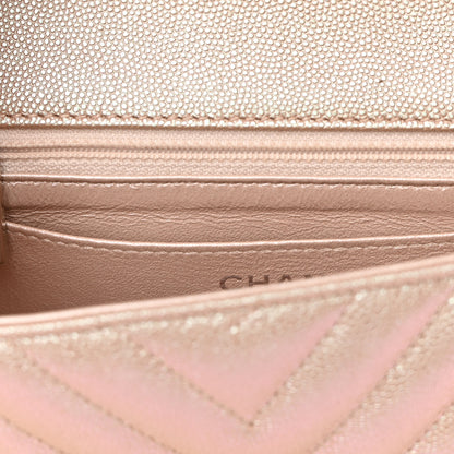 Chanel Iridescent Caviar Chevron Quilted Mini Rectangular Flap Light Gold 11 of 12