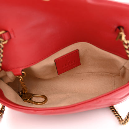 Gucci Calfskin Matelasse Super Mini GG Marmont Shoulder Bag Hibiscus Red 5 of 10