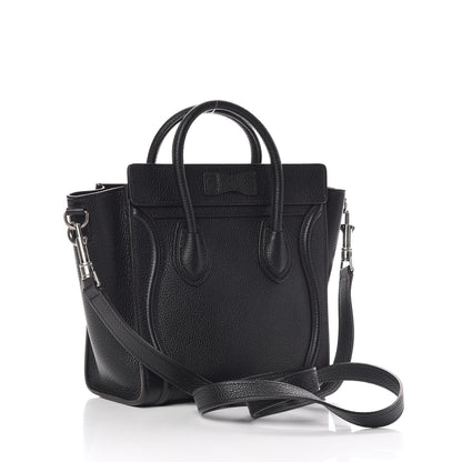 Celine Drummed Calfskin Nano Luggage Black 3 of 9