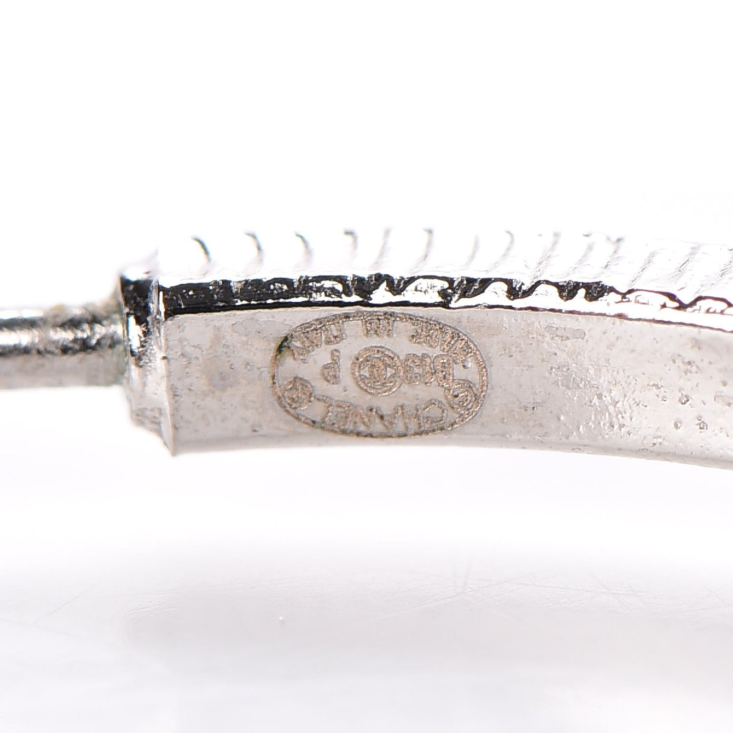 Baguette Crystal CC Hoop Earrings Silver