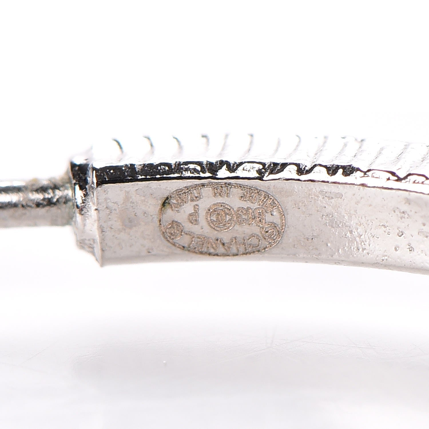 Chanel Baguette Crystal CC Hoop Earrings Silver 4 of 4