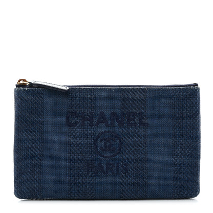 Chanel Woven Straw Raffia Deauville Cosmetic Pouch Blue 1 of 11