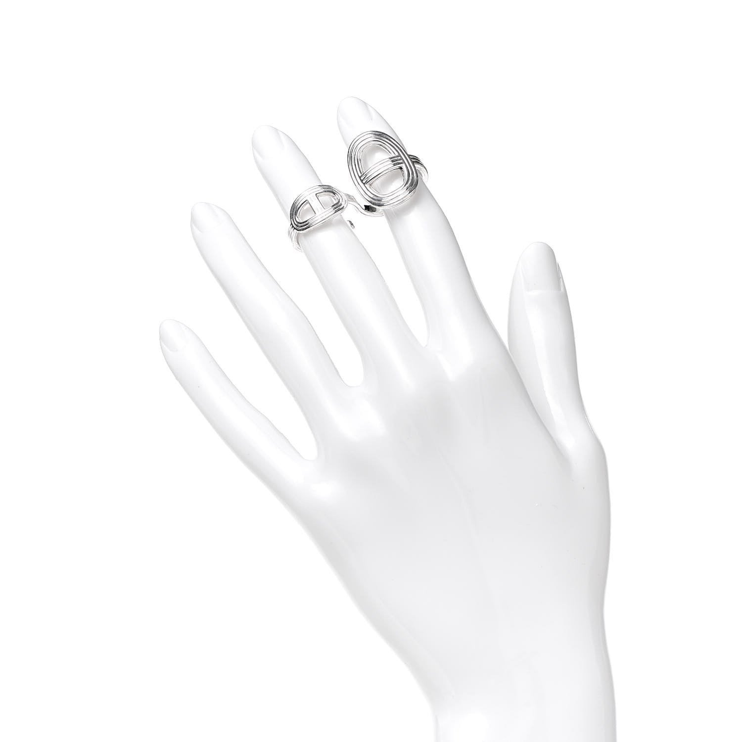 Hermes Sterling Silver TGM Chaine d'Ancre 24 Double Ring 50 5.25 2 of 6