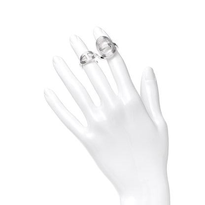 Hermes Sterling Silver TGM Chaine d'Ancre 24 Double Ring 50 5.25 2 of 6