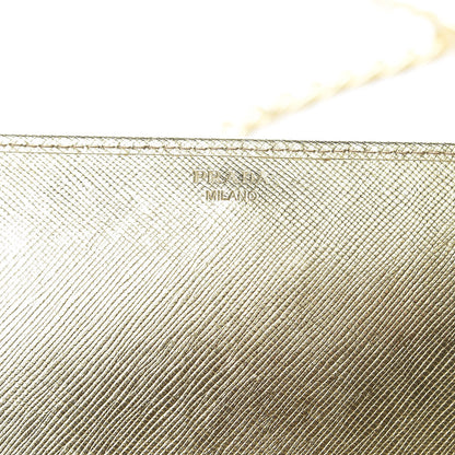Prada Saffiano Metal Oro Chain Wallet Platino 7 of 10