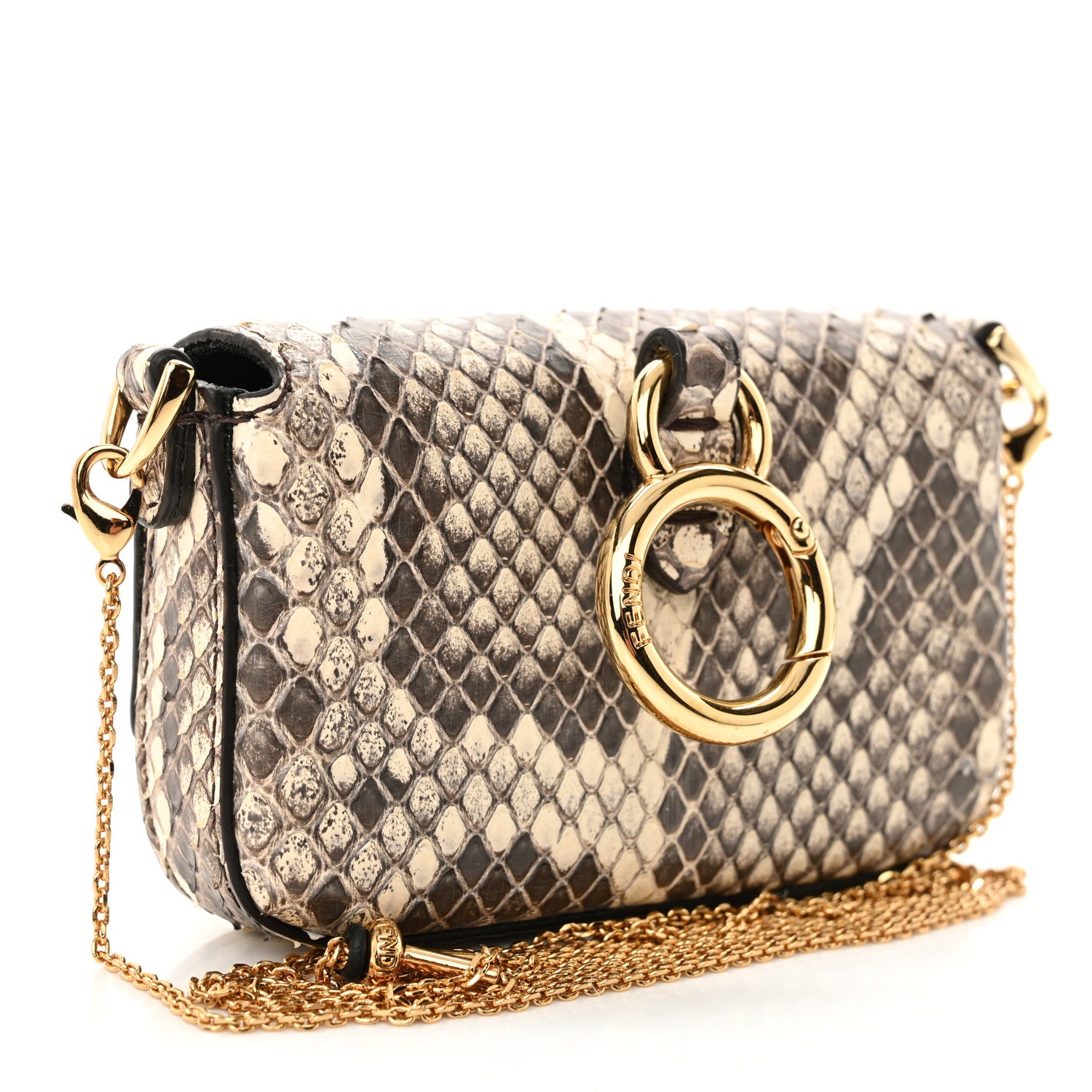 Fendi Snakeskin Nano Maxi Buckle Baguette Charm Daisy Roccia 3 of 10