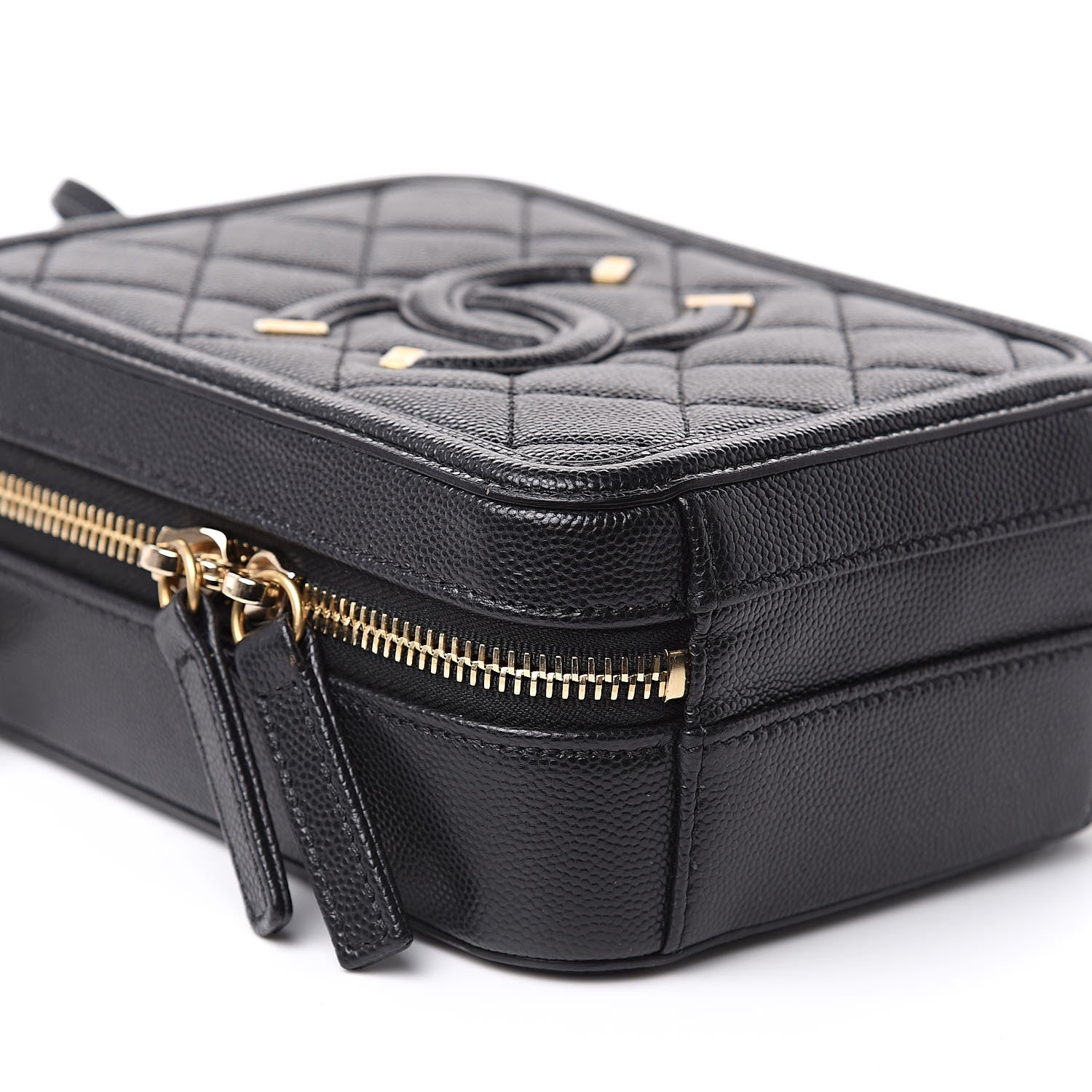 Chanel Caviar Quilted CC North South Filigree Vanity Case Black 8 of 9