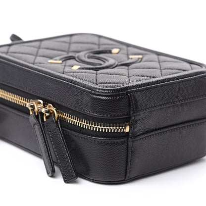 Chanel Caviar Quilted CC North South Filigree Vanity Case Black 8 of 9