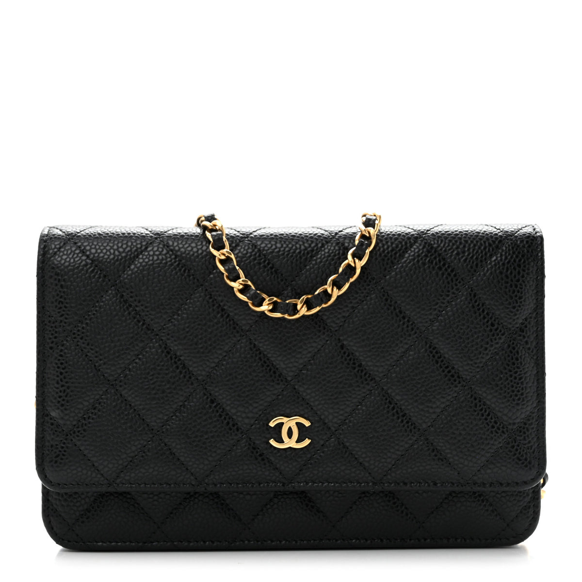 Caviar Quilted Wallet on Chain WOC Black