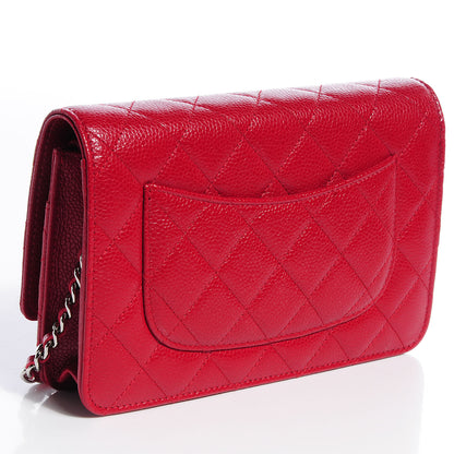 Chanel Caviar Quilted Wallet on Chain WOC Red 3 of 9