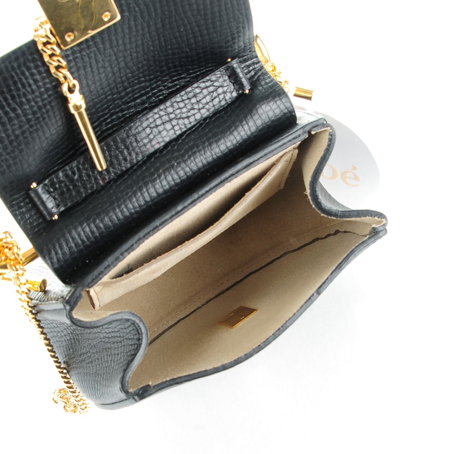 Textured Calfskin Lambskin Nano Drew Shoulder Bag Black
