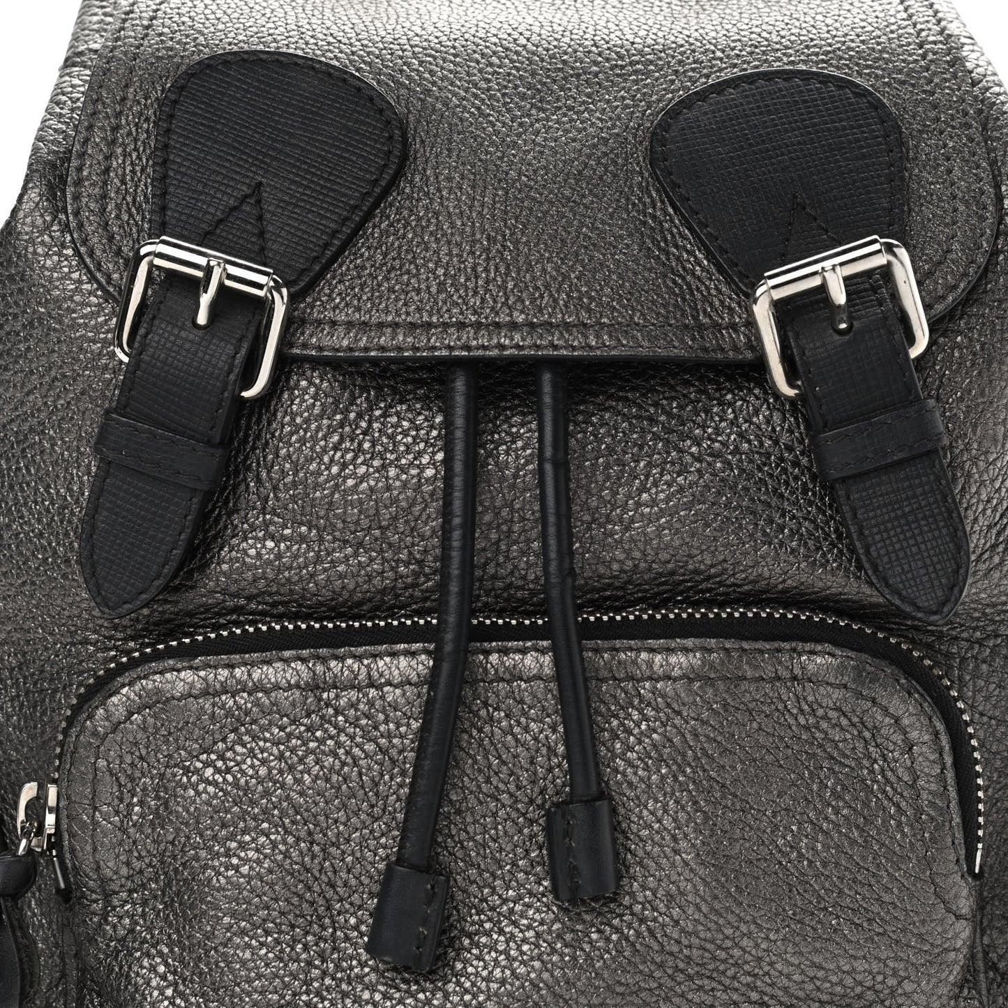 Metallic Deerskin Medium Rucksack Backpack Dark Grey