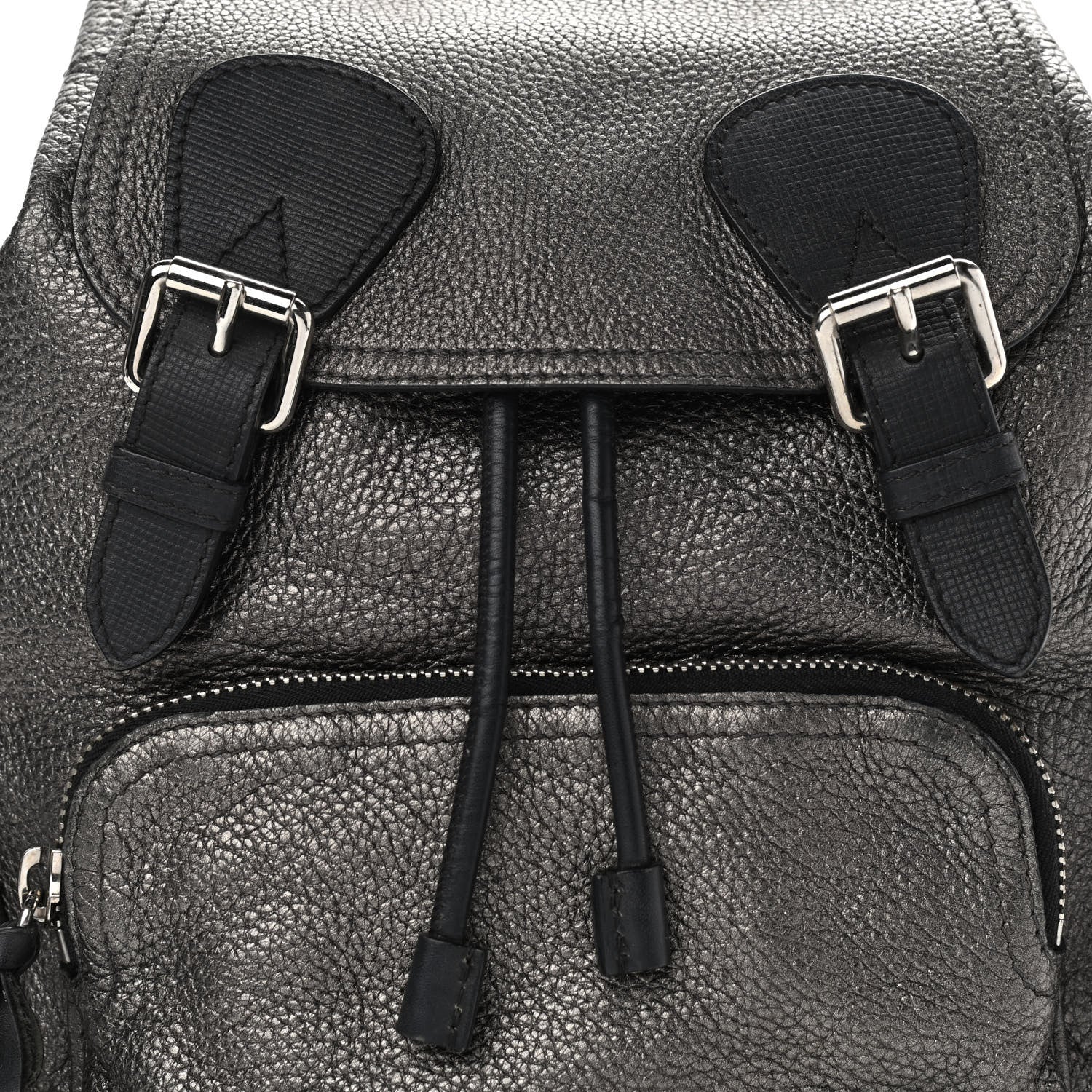 Burberry Metallic Deerskin Medium Rucksack Backpack Dark Grey 9 of 14