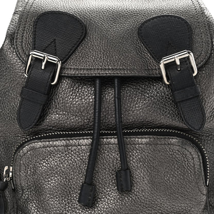 Burberry Metallic Deerskin Medium Rucksack Backpack Dark Grey 9 of 14