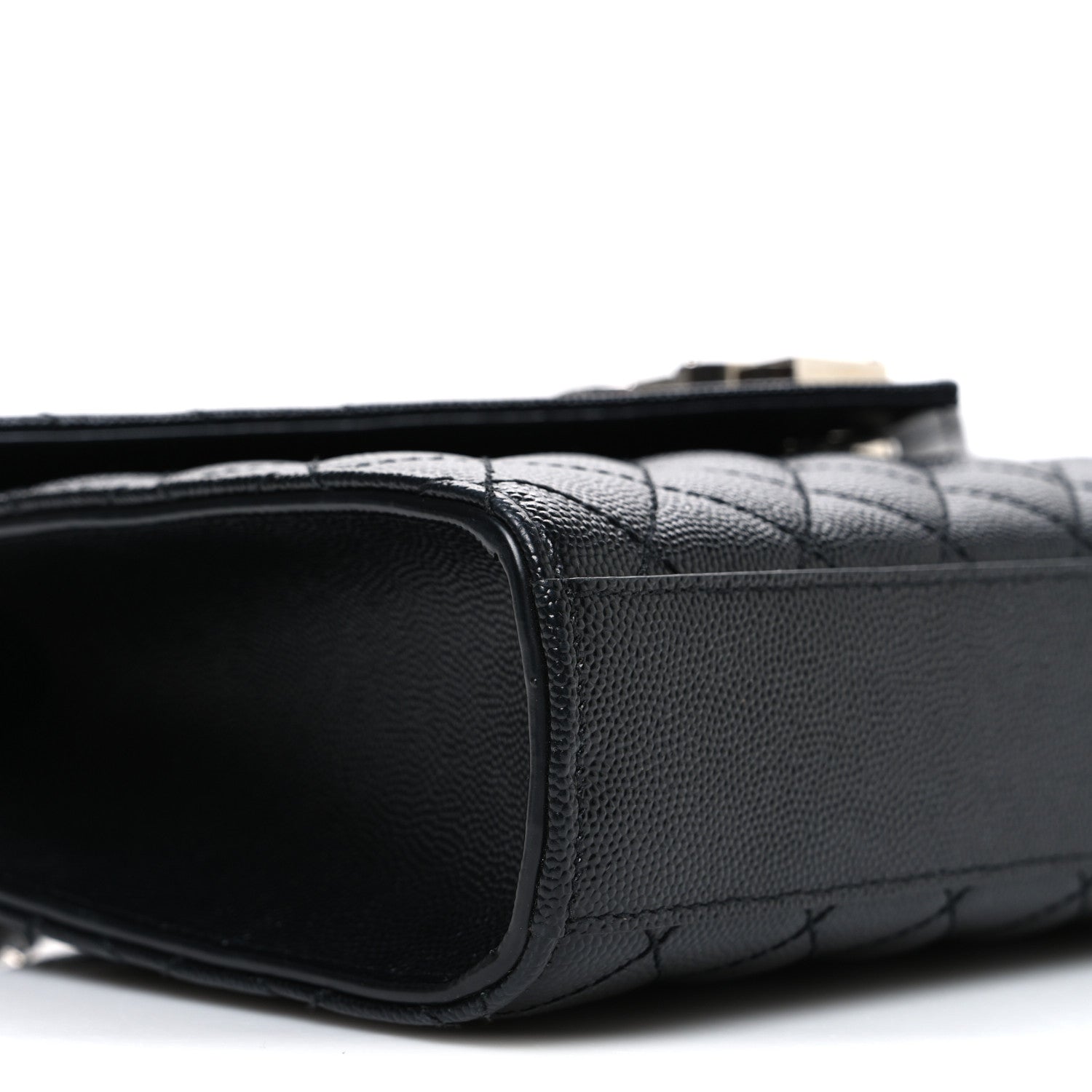 Saint Laurent Grain De Poudre Textured Mixed Matelasse Triquilt Medium Monogram Satchel Black 8 of 10