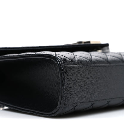 Saint Laurent Grain De Poudre Textured Mixed Matelasse Triquilt Medium Monogram Satchel Black 8 of 10