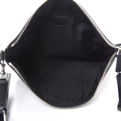 Gucci GG Supreme Monogram Calfskin Web Medium Flat Messenger Bag Beige Ebony Black 5 of 10