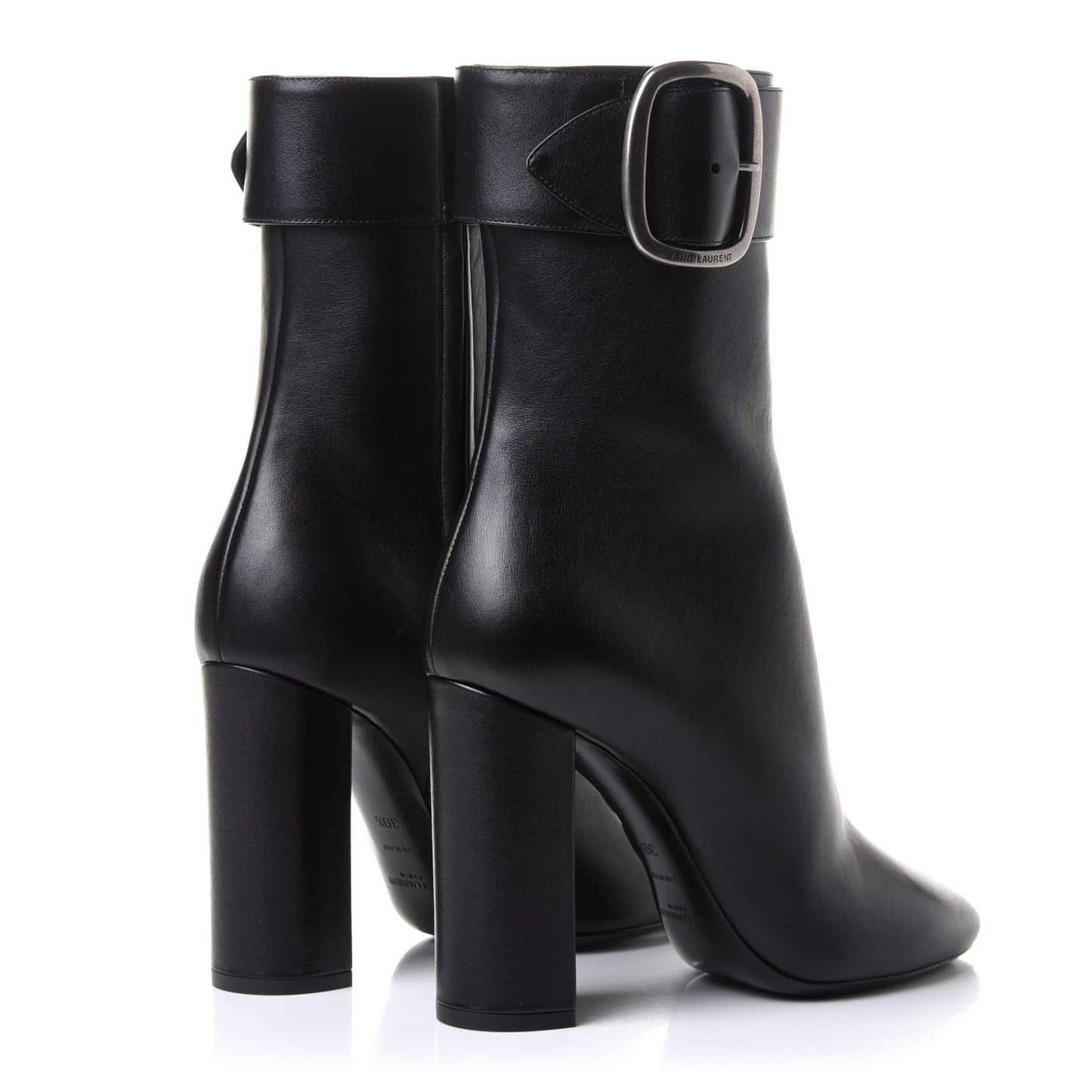 Calfskin Joplin Buckle Booties 39.5 Black