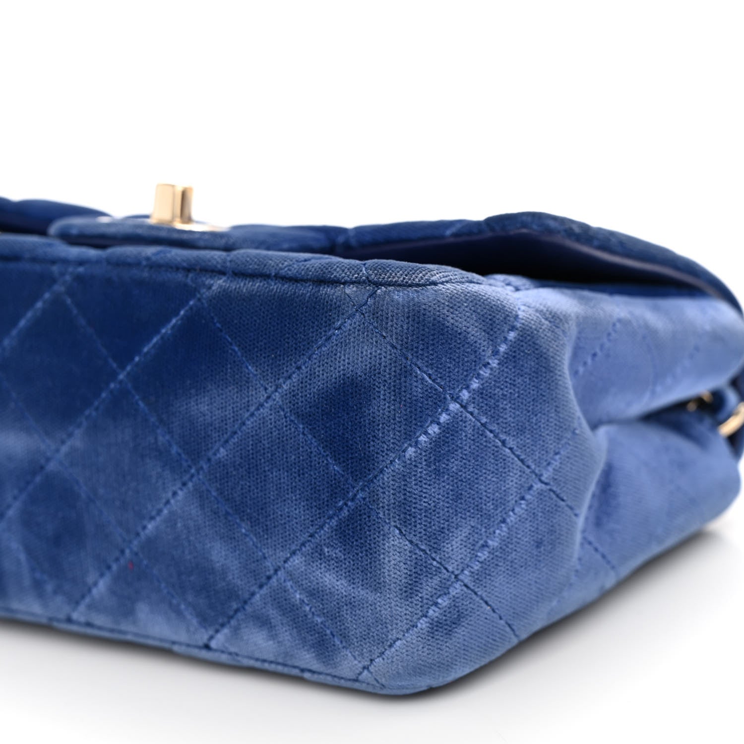 Chanel Velvet Quilted Mini Square Flap Blue 10 of 11