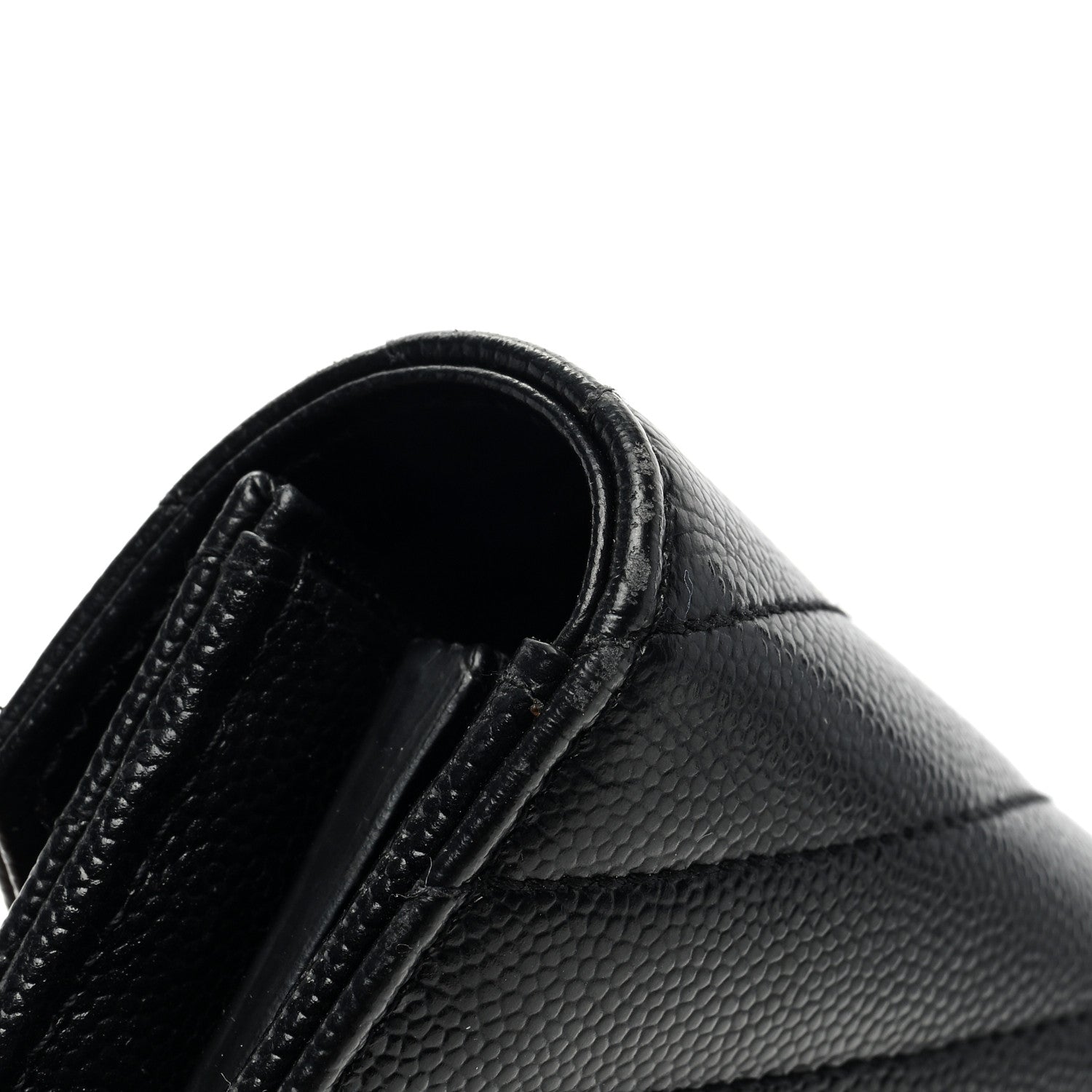 Saint Laurent Grain De Poudre Matelasse Chevron Monogram Flap Wallet Black 8 of 9