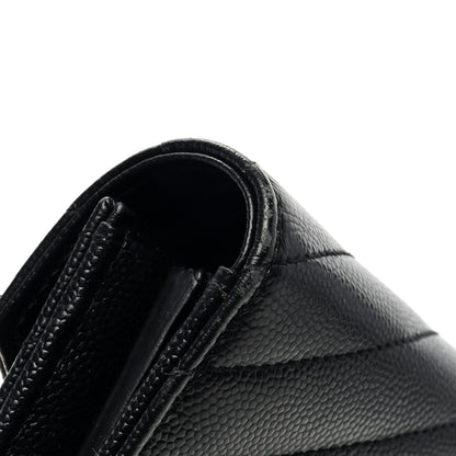 Saint Laurent Grain De Poudre Matelasse Chevron Monogram Flap Wallet Black 8 of 9