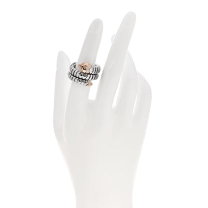 Bulgari Stainless Steel 18K Rose Gold Diamond Serpenti Tubogas Band Ring M 2 of 6