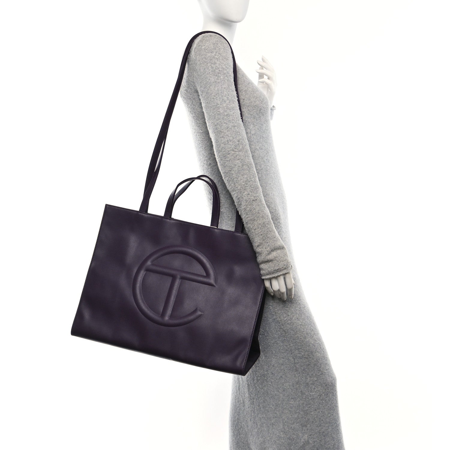 Telfar Vegan Leather Large Shopping Bag Eggplant 2 of 9