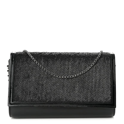 Christian Louboutin Calfskin Pailette Spikes Paloma Clutch Black 1 of 10